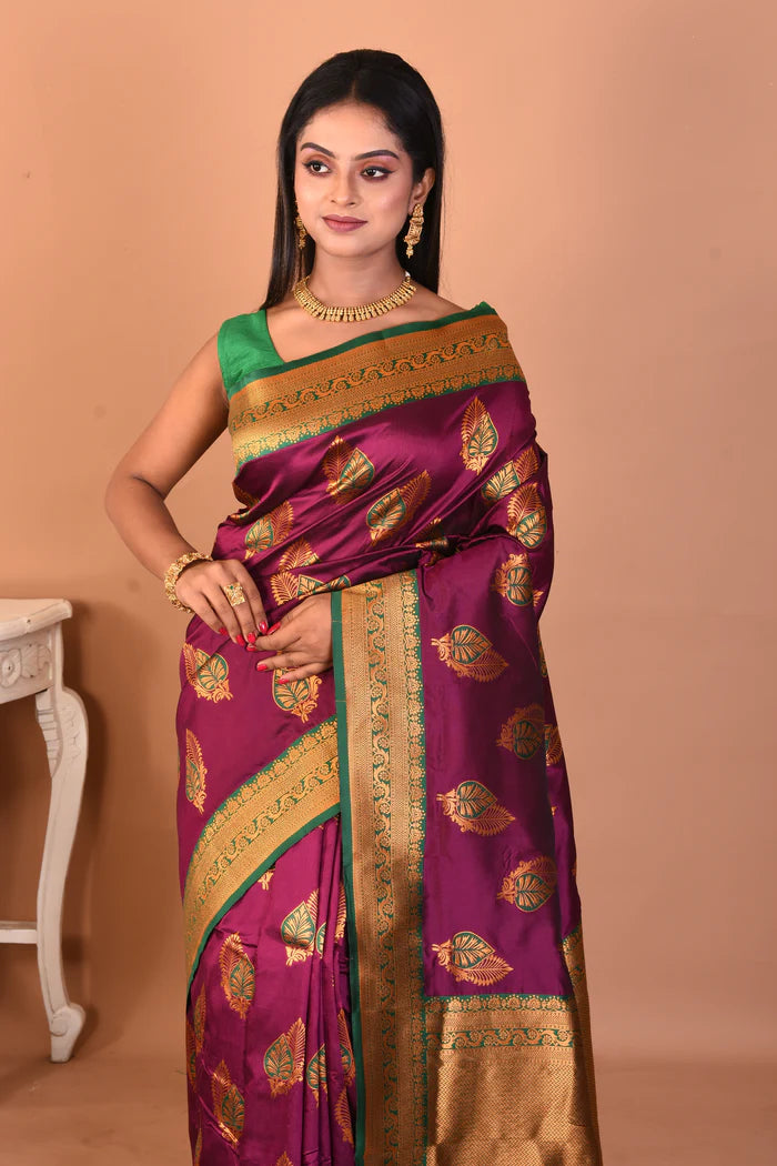 Purple Blended Katan Silk Saree - Keya Seth Exclusive