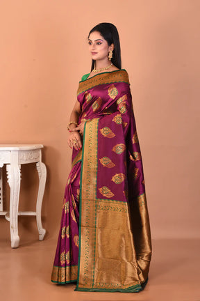 Purple Blended Katan Silk Saree - Keya Seth Exclusive