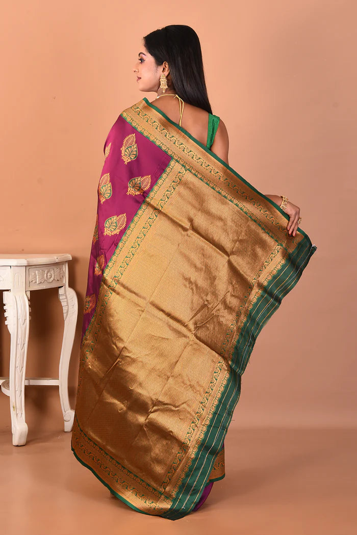 Purple Blended Katan Silk Saree - Keya Seth Exclusive