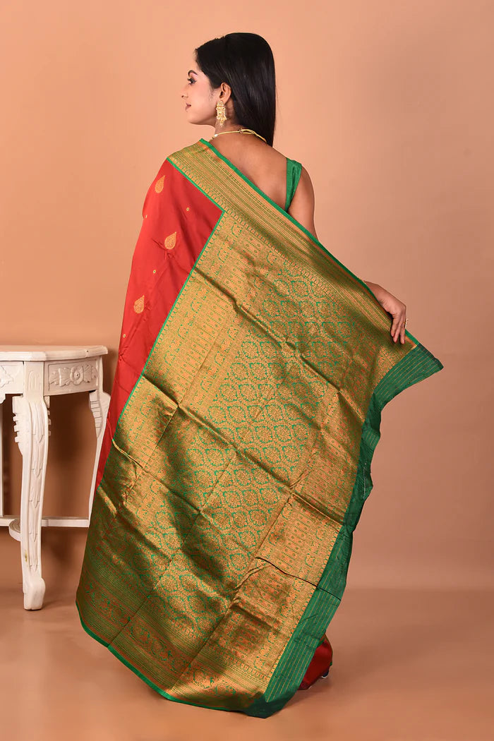Maroon Blended Katan Silk Saree - Keya Seth Exclusive