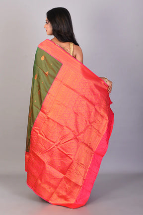 Bottle Green Dual Tone Blended Kanjivaram Silk Saree - Keya Seth Exclusive