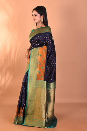 Navy Blue Blended Paithani Silk Saree - Keya Seth Exclusive