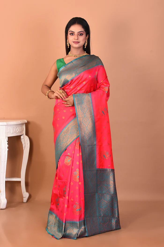 Pink Blended Katan Silk Saree - Keya Seth Exclusive