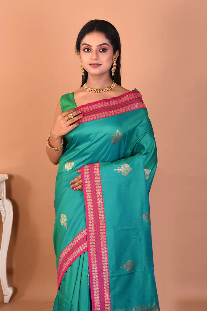 Rama Green Blended Bomkai Silk Saree - Keya Seth Exclusive