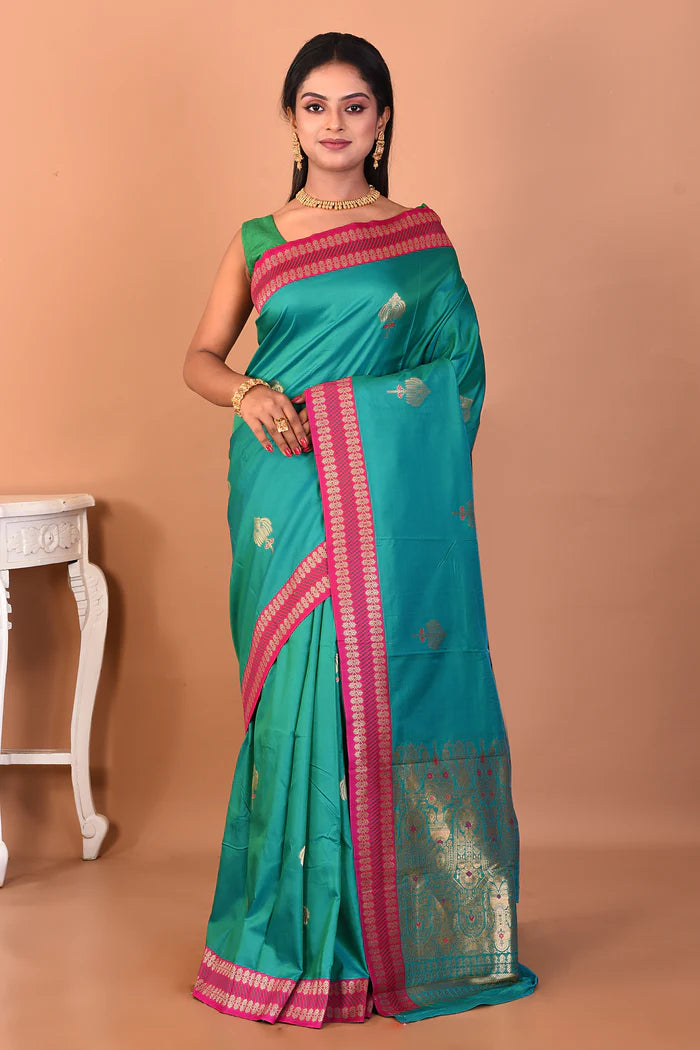 Rama Green Blended Bomkai Silk Saree - Keya Seth Exclusive