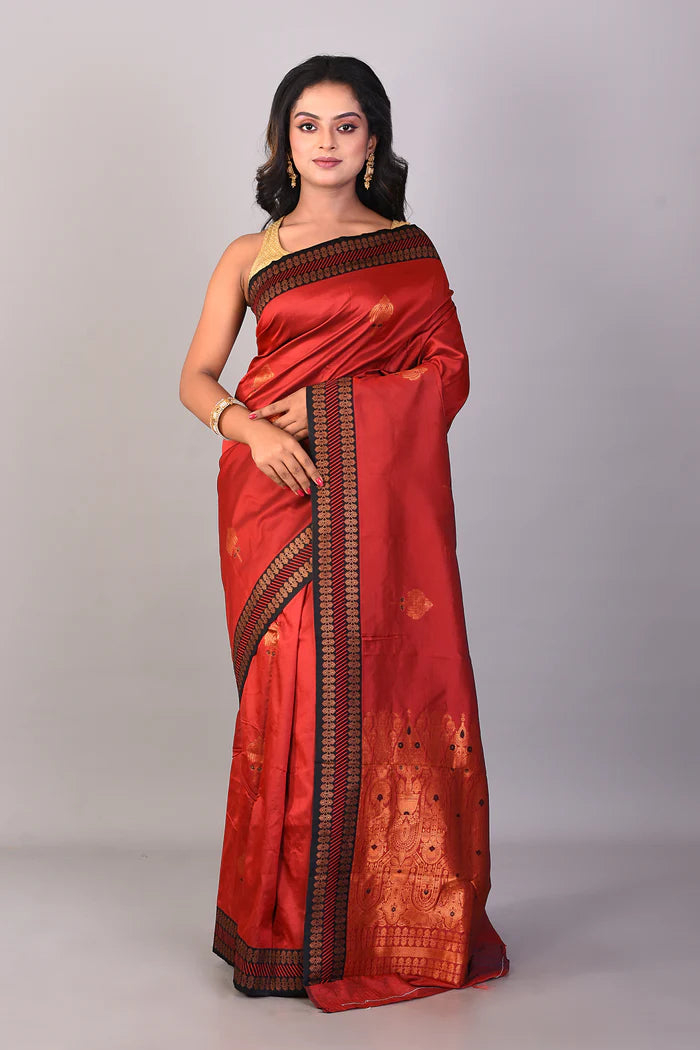 Maroon Blended Bomkai Silk Saree - Keya Seth Exclusive