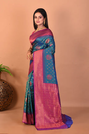Midnight Blue Blended Katan Silk Saree - Keya Seth Exclusive