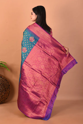 Midnight Blue Blended Katan Silk Saree - Keya Seth Exclusive