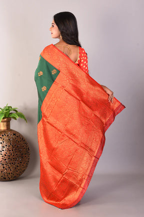 Dark Green Blended Kanjivaram Silk Saree - Keya Seth Exclusive