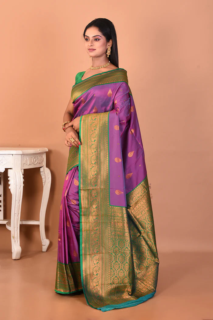 Violet Blended Katan Silk Saree - Keya Seth Exclusive
