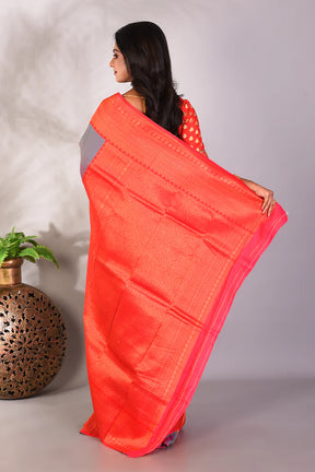 Dual Tone Grey Blended Mushroo Silk Saree - Keya Seth Exclusive