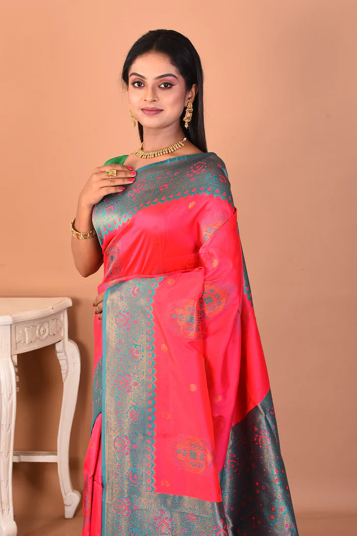 Pink Blended Mushroo Silk Saree - Keya Seth Exclusive
