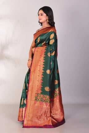 Deep Green Blended Katan Silk Saree - Keya Seth Exclusive