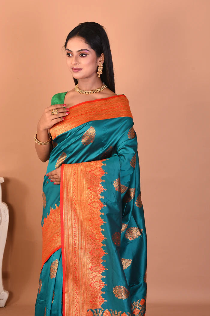 Rama Green Blended Kanjivaram Silk Saree - Keya Seth Exclusive