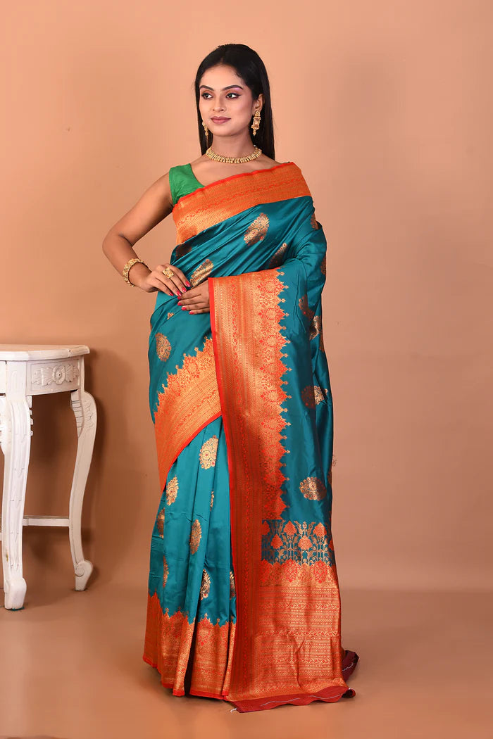 Rama Green Blended Kanjivaram Silk Saree - Keya Seth Exclusive