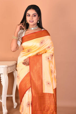 Cream Blended Kanjivaram Silk Saree - Keya Seth Exclusive