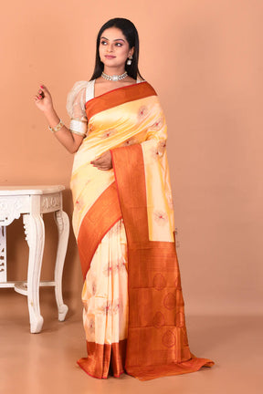 Cream Blended Kanjivaram Silk Saree - Keya Seth Exclusive