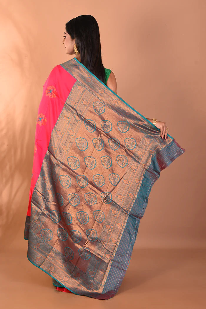 Pink Blended Kanjivaram Silk Saree - Keya Seth Exclusive