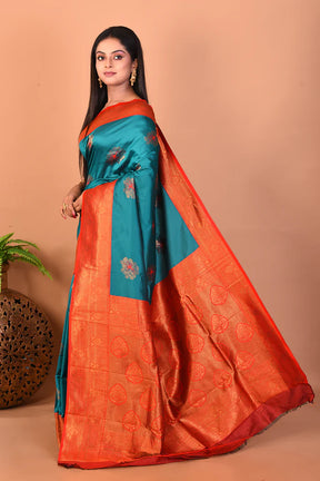 Rama Green Blended Katan Silk Saree - Keya Seth Exclusive