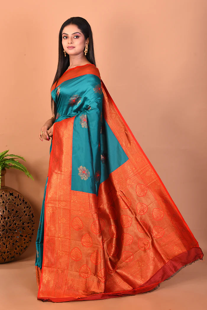 Rama Green Blended Katan Silk Saree - Keya Seth Exclusive