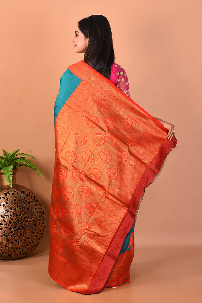 Rama Green Blended Katan Silk Saree - Keya Seth Exclusive