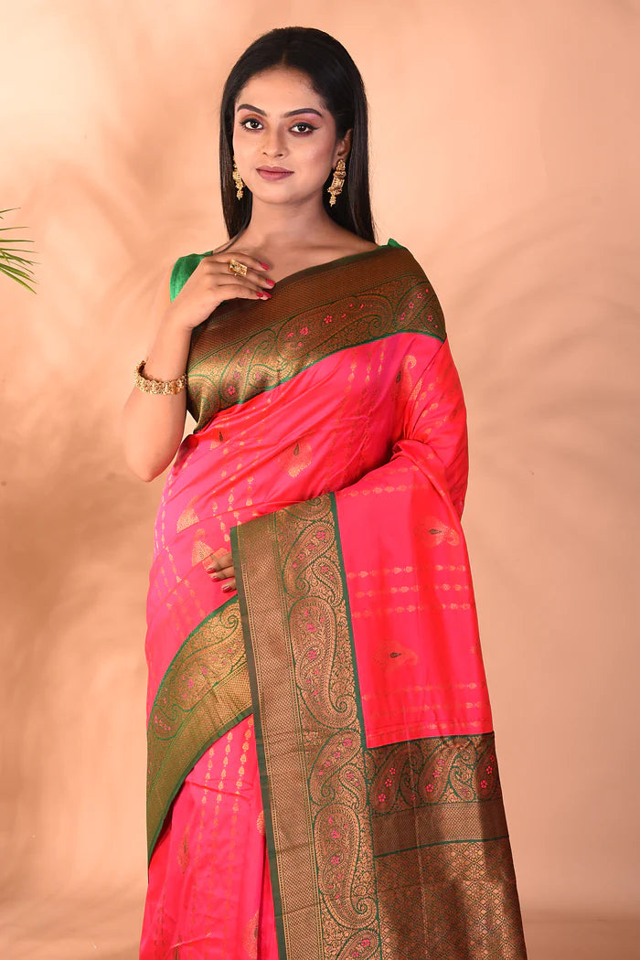 Pink Blended Kanjivaram Silk Saree - Keya Seth Exclusive