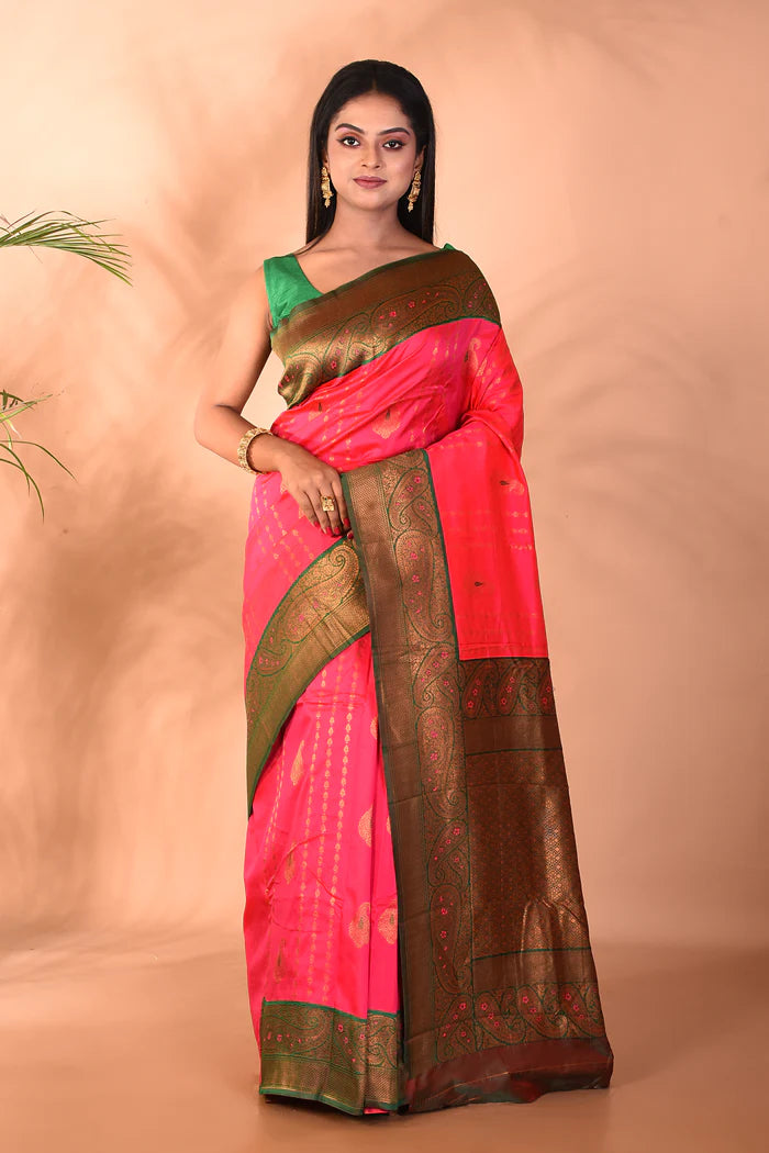 Pink Blended Kanjivaram Silk Saree - Keya Seth Exclusive