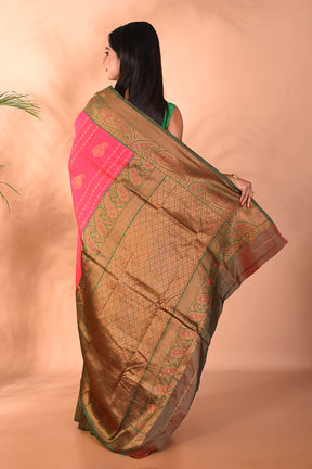 Pink Blended Kanjivaram Silk Saree - Keya Seth Exclusive