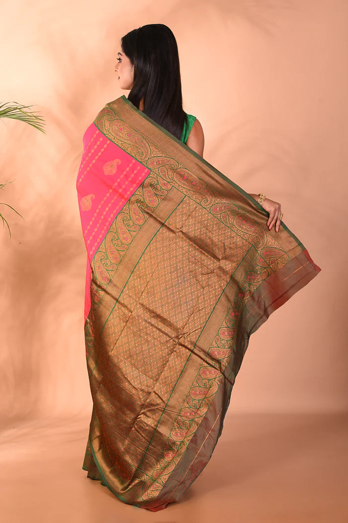 Pink Blended Kanjivaram Silk Saree - Keya Seth Exclusive