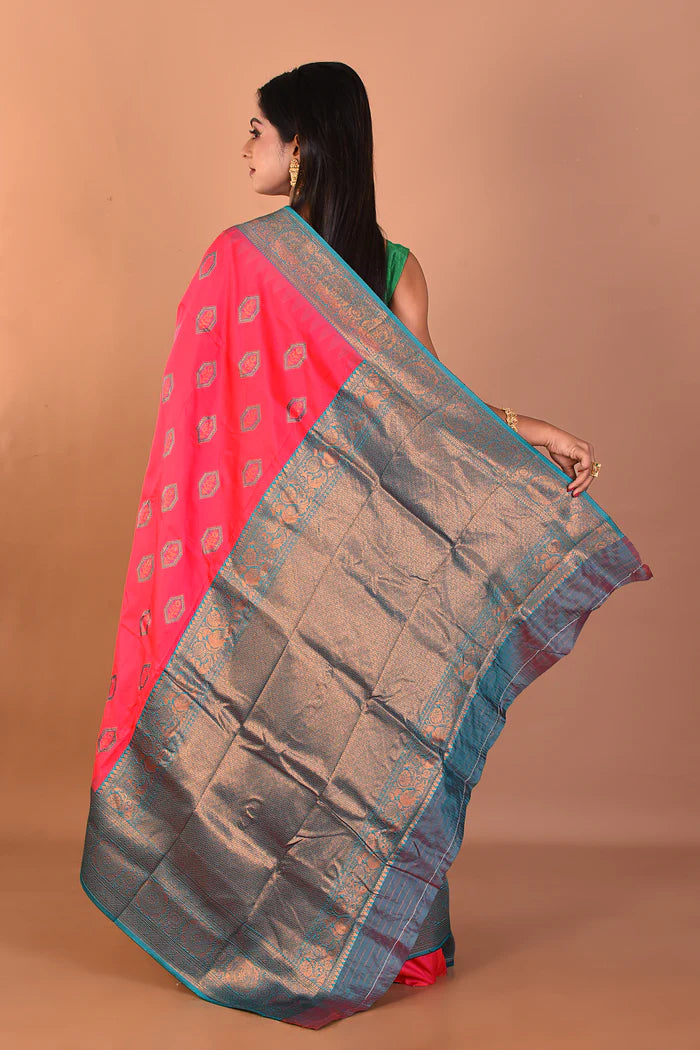 Pink Blended Katan Silk Saree - Keya Seth Exclusive