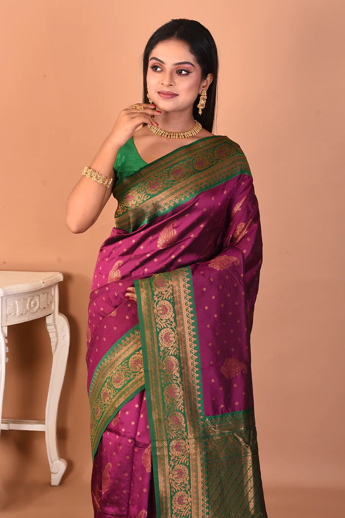 Purple Blended Katan Silk Saree - Keya Seth Exclusive