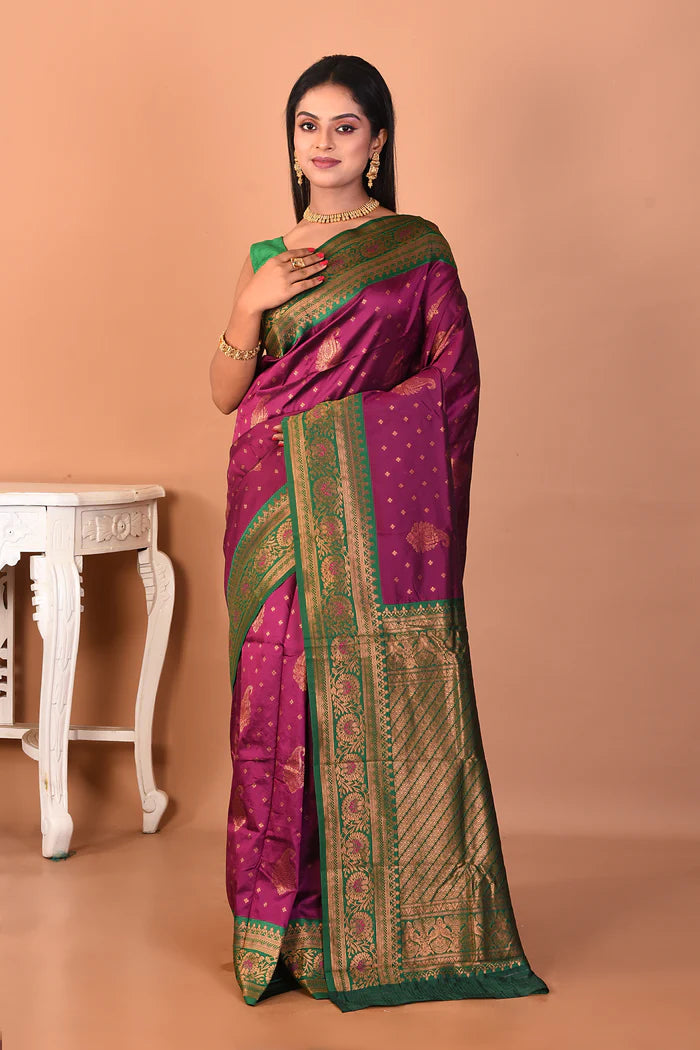 Purple Blended Katan Silk Saree - Keya Seth Exclusive