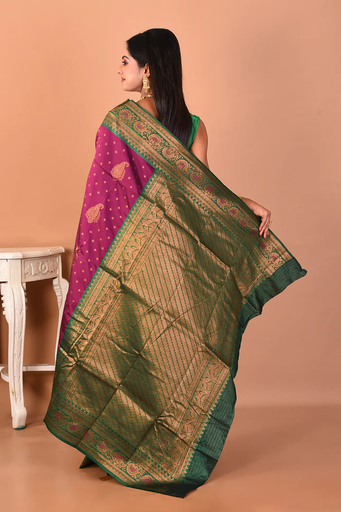 Purple Blended Katan Silk Saree - Keya Seth Exclusive
