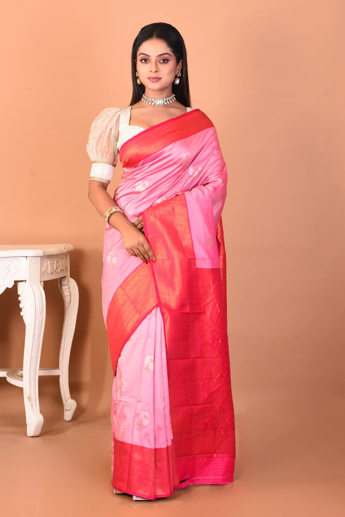 Pink Blended Kanjivaram Silk Saree - Keya Seth Exclusive
