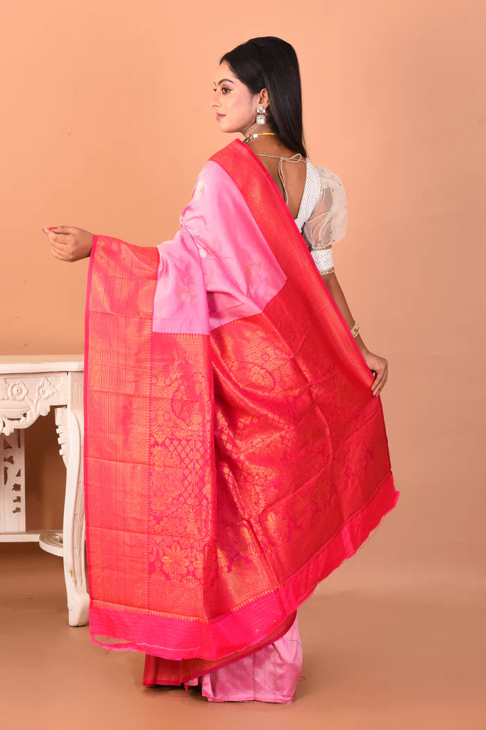 Pink Blended Kanjivaram Silk Saree - Keya Seth Exclusive