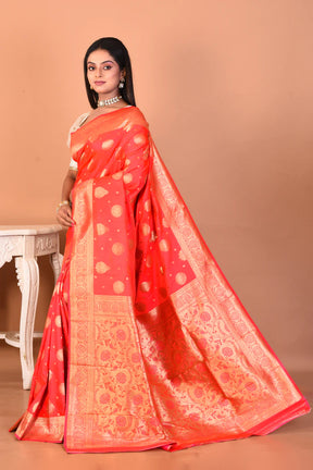 Peachy Pink Blended Katan Silk Saree - Keya Seth Exclusive