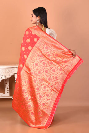 Peachy Pink Blended Katan Silk Saree - Keya Seth Exclusive