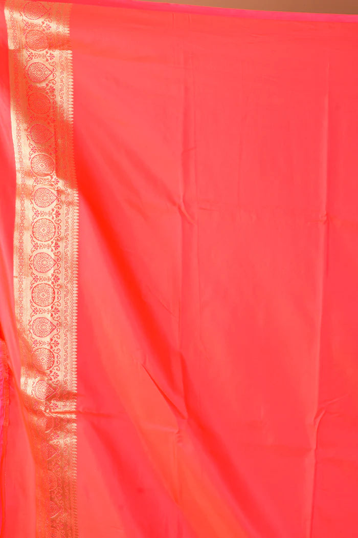 Peachy Pink Blended Katan Silk Saree - Keya Seth Exclusive
