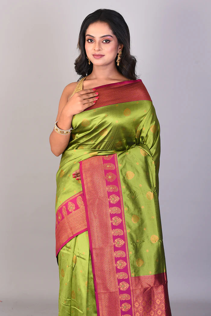 Green Mushroo Silk Saree - Keya Seth Exclusive