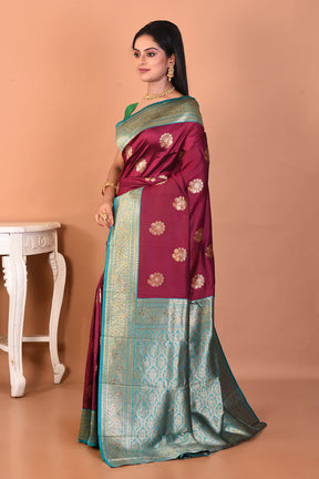 Wine Blended Katan Silk Saree - Keya Seth Exclusive