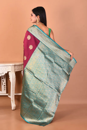 Wine Blended Katan Silk Saree - Keya Seth Exclusive