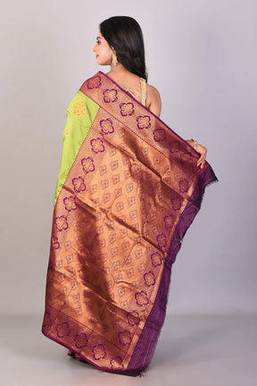 Leaf Green Blended Kanjivaram Silk Saree - Keya Seth Exclusive