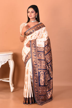 White Blended Baluchari Silk Saree - Keya Seth Exclusive