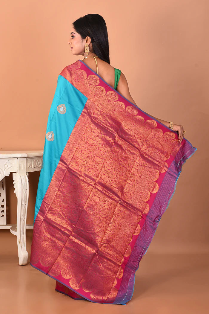 Sea Green Blended Katan Silk Saree - Keya Seth Exclusive