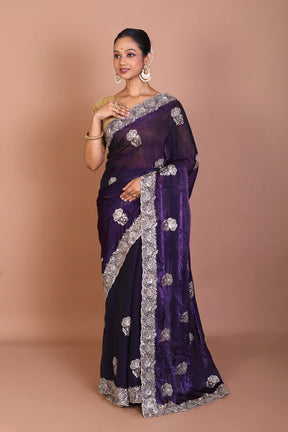 Violet Blended Georgette Saree - Keya Seth Exclusive
