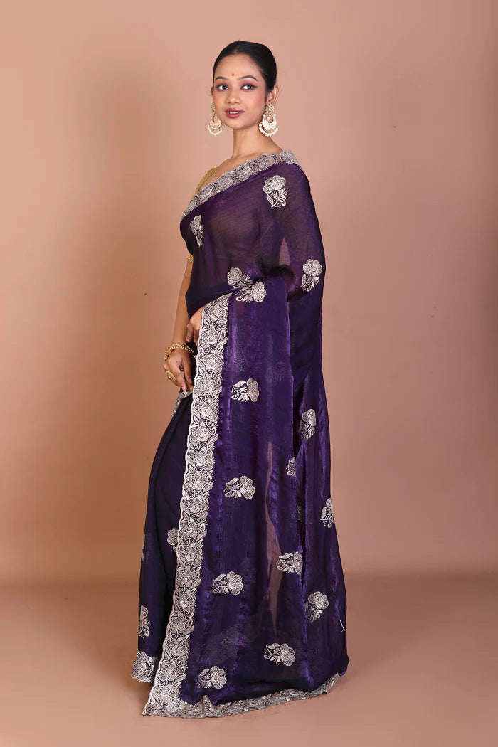 Violet Blended Georgette Saree - Keya Seth Exclusive