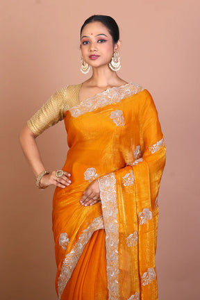 Mustard Blended Georgette Saree - Keya Seth Exclusive