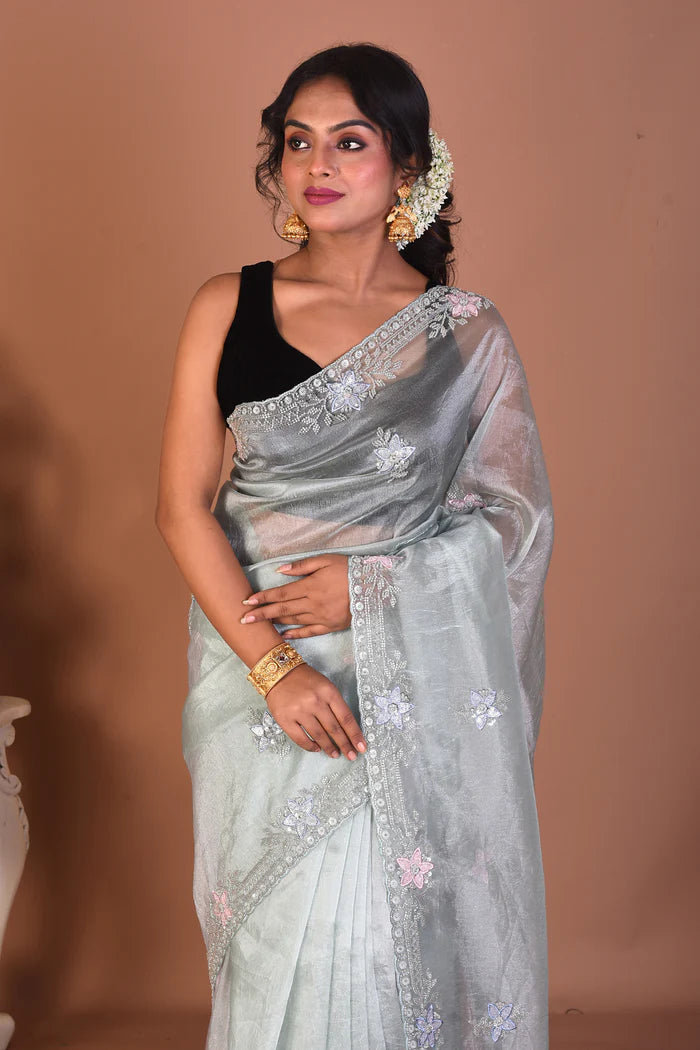 Pesta Green Blended Organza Saree - Keya Seth Exclusive