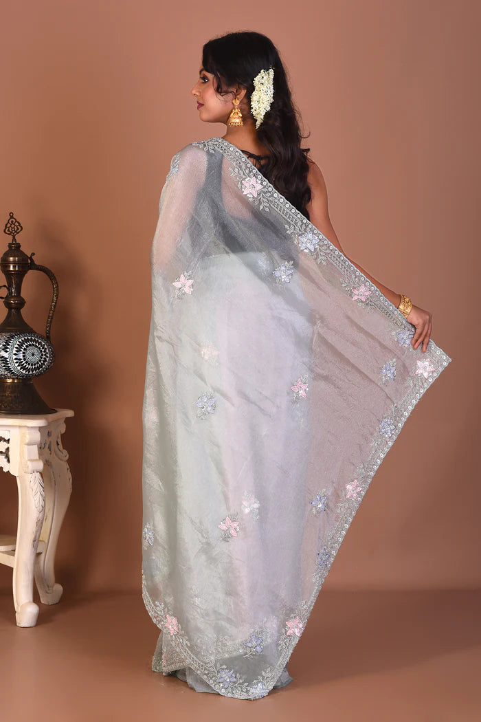 Pesta Green Blended Organza Saree - Keya Seth Exclusive