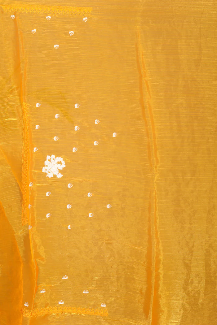 Mustard Blended Satin Silk Saree - Keya Seth Exclusive